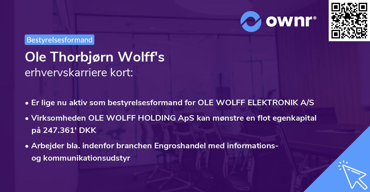 Ole Thorbjørn Wolff's erhvervskarriere kort