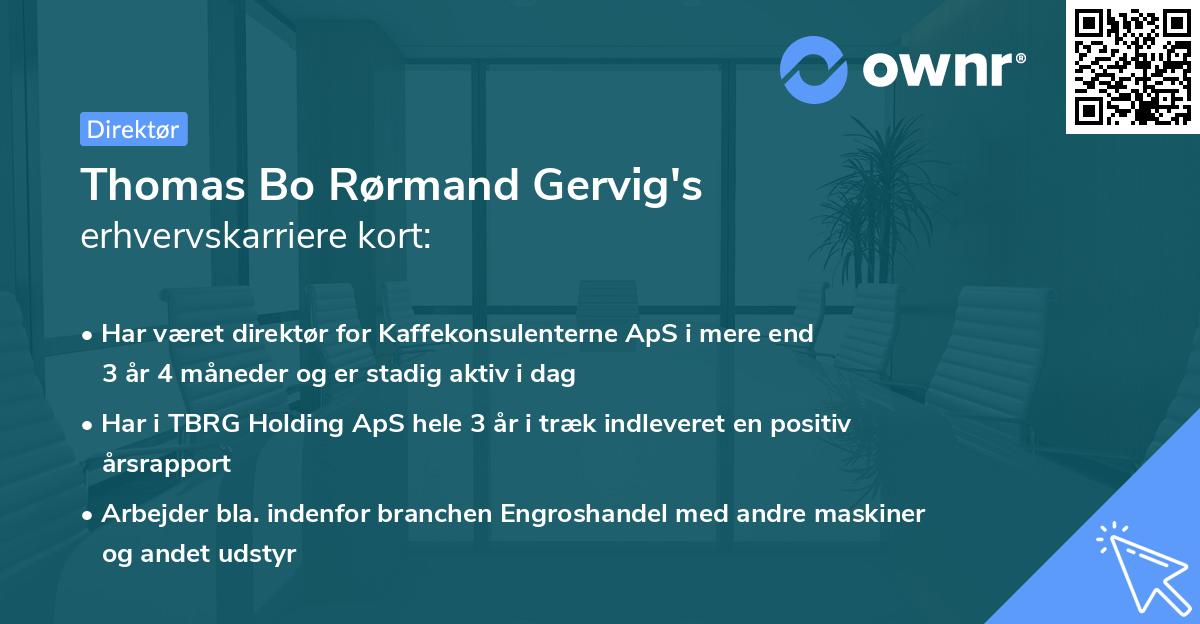 Thomas Bo Rørmand Gervig's erhvervskarriere kort
