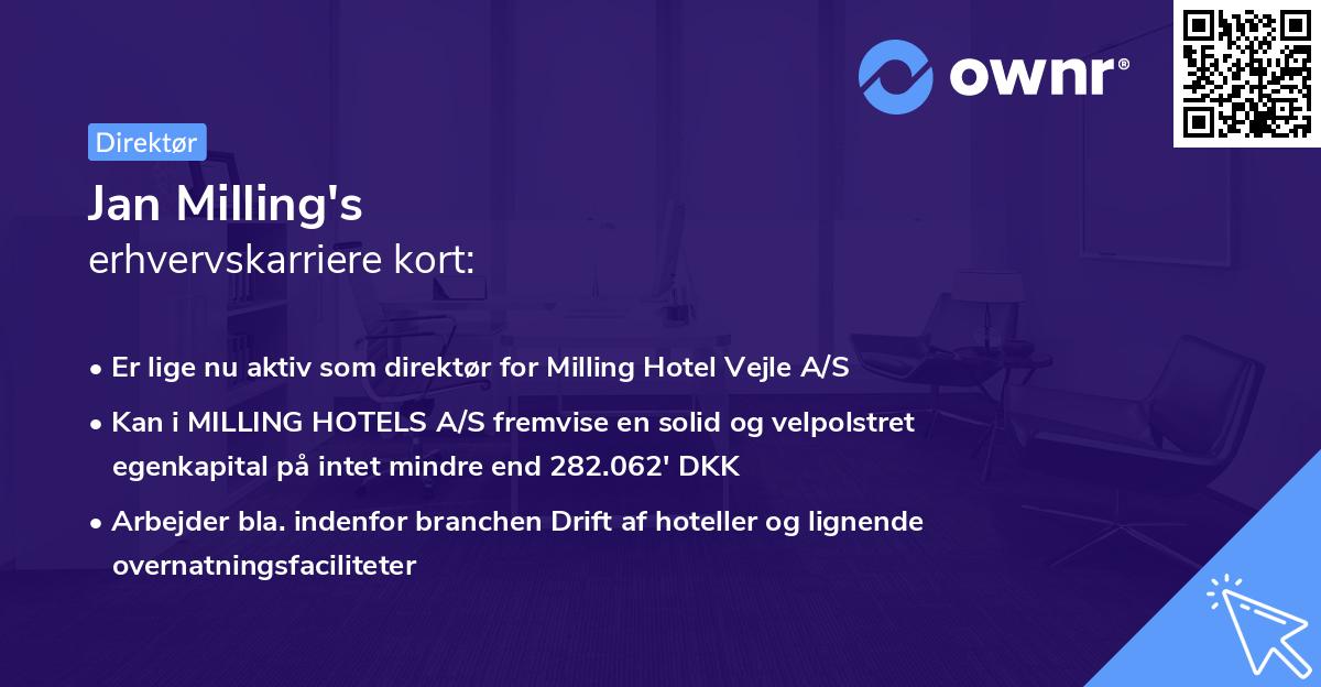 Jan Milling's erhvervskarriere kort