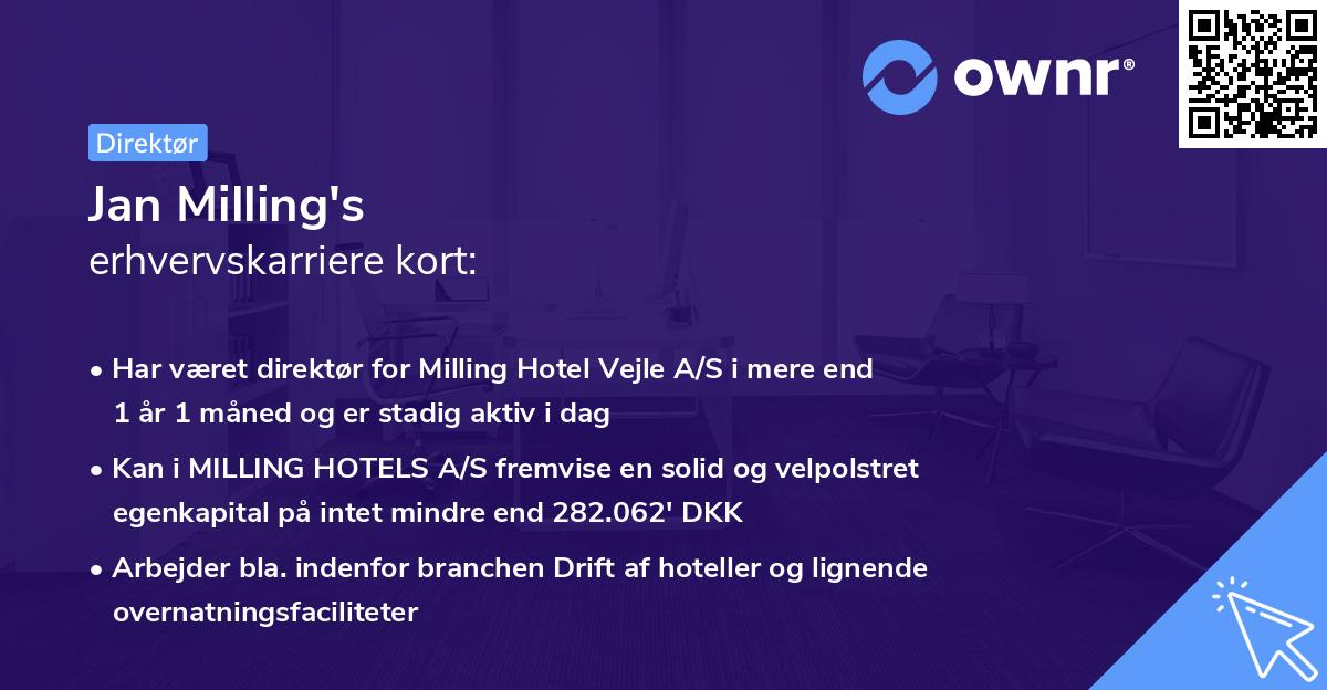 Jan Milling's erhvervskarriere kort