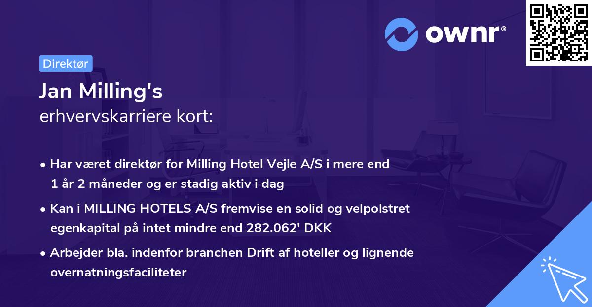 Jan Milling's erhvervskarriere kort