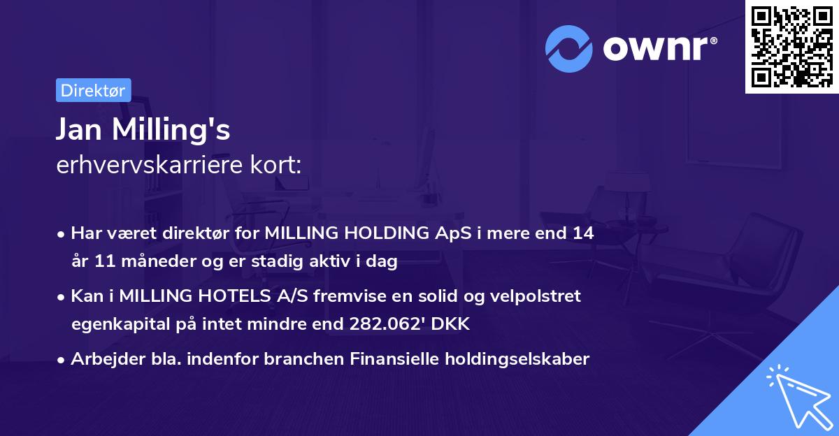 Jan Milling's erhvervskarriere kort