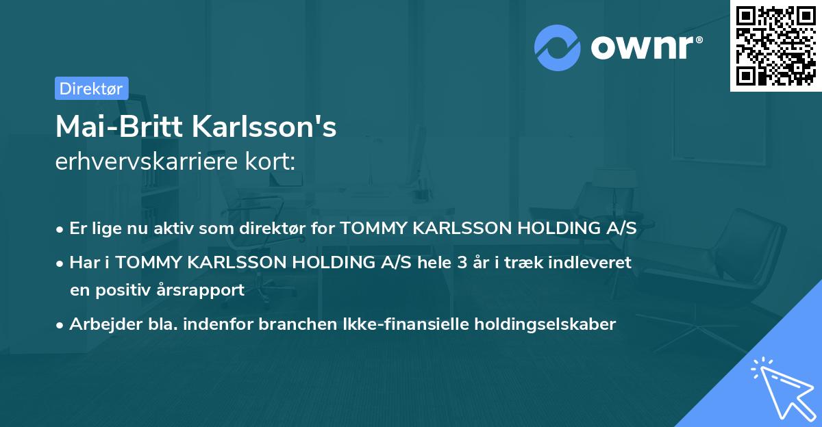 Mai-Britt Karlsson's erhvervskarriere kort