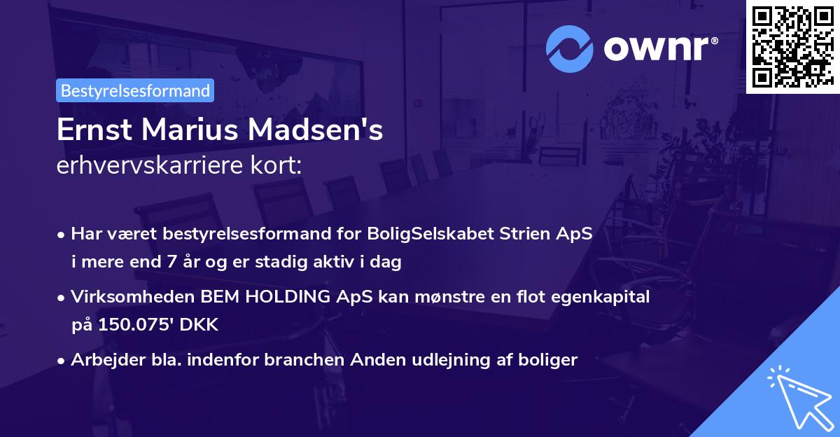 Ernst Marius Madsen's erhvervskarriere kort