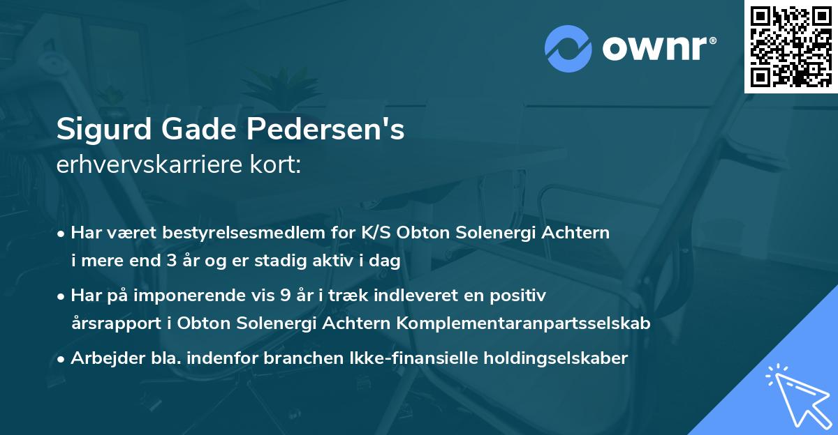 Sigurd Gade Pedersen's erhvervskarriere kort
