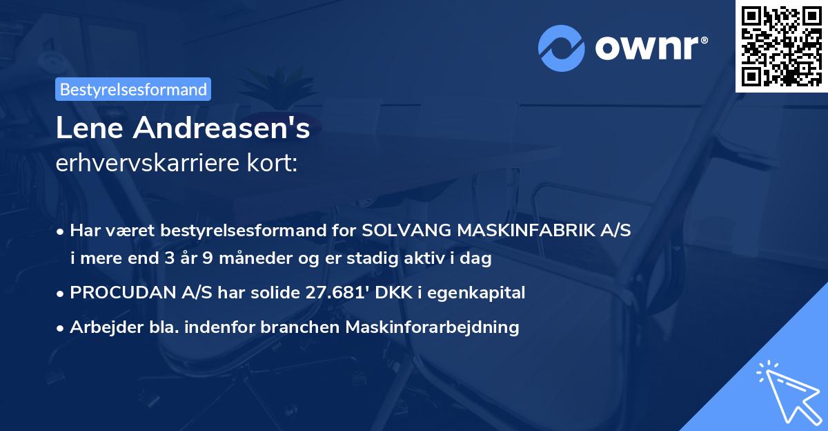 Lene Andreasen's erhvervskarriere kort