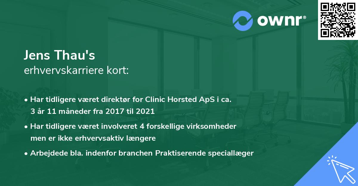 Jens Thau's erhvervskarriere kort