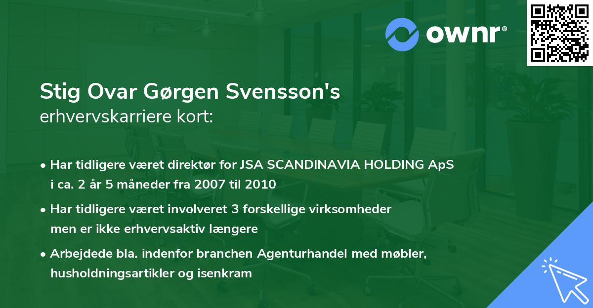 Stig Ovar Gørgen Svensson's erhvervskarriere kort