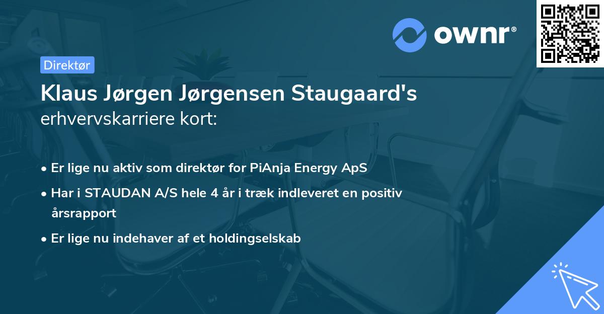 Klaus Jørgen Jørgensen Staugaard's erhvervskarriere kort