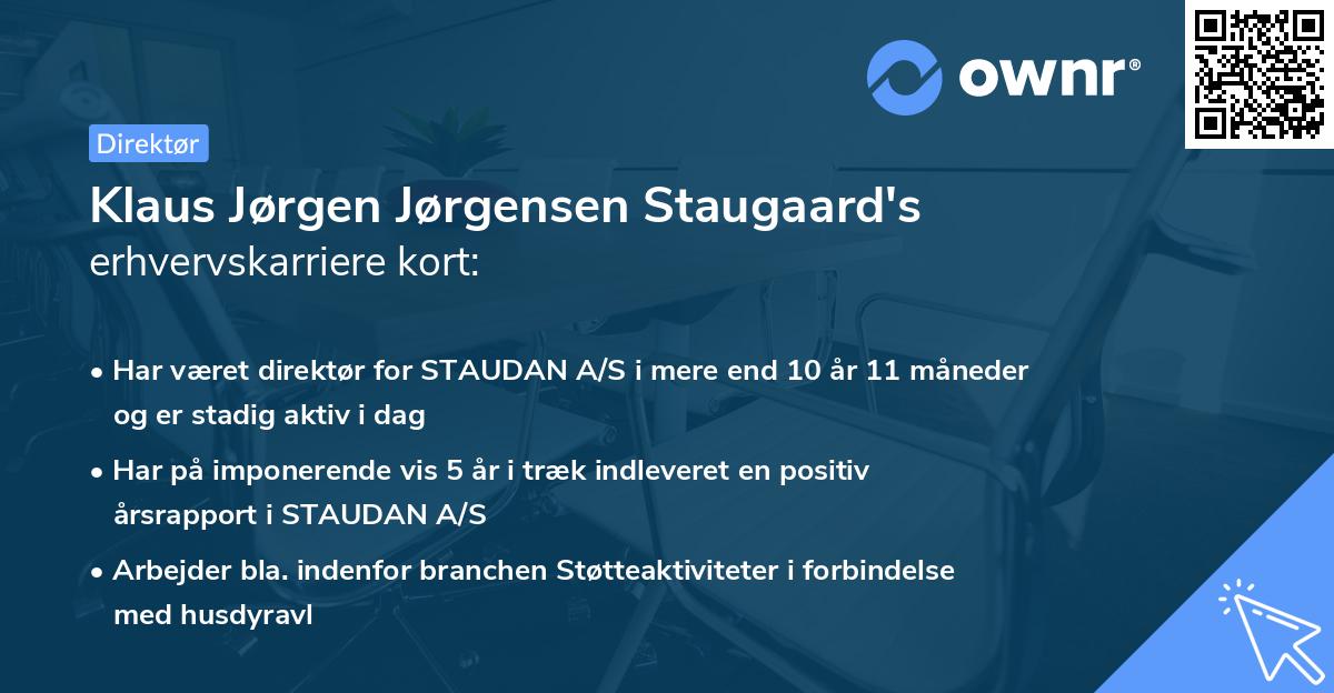 Klaus Jørgen Jørgensen Staugaard's erhvervskarriere kort
