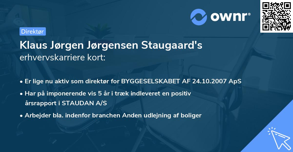Klaus Jørgen Jørgensen Staugaard's erhvervskarriere kort