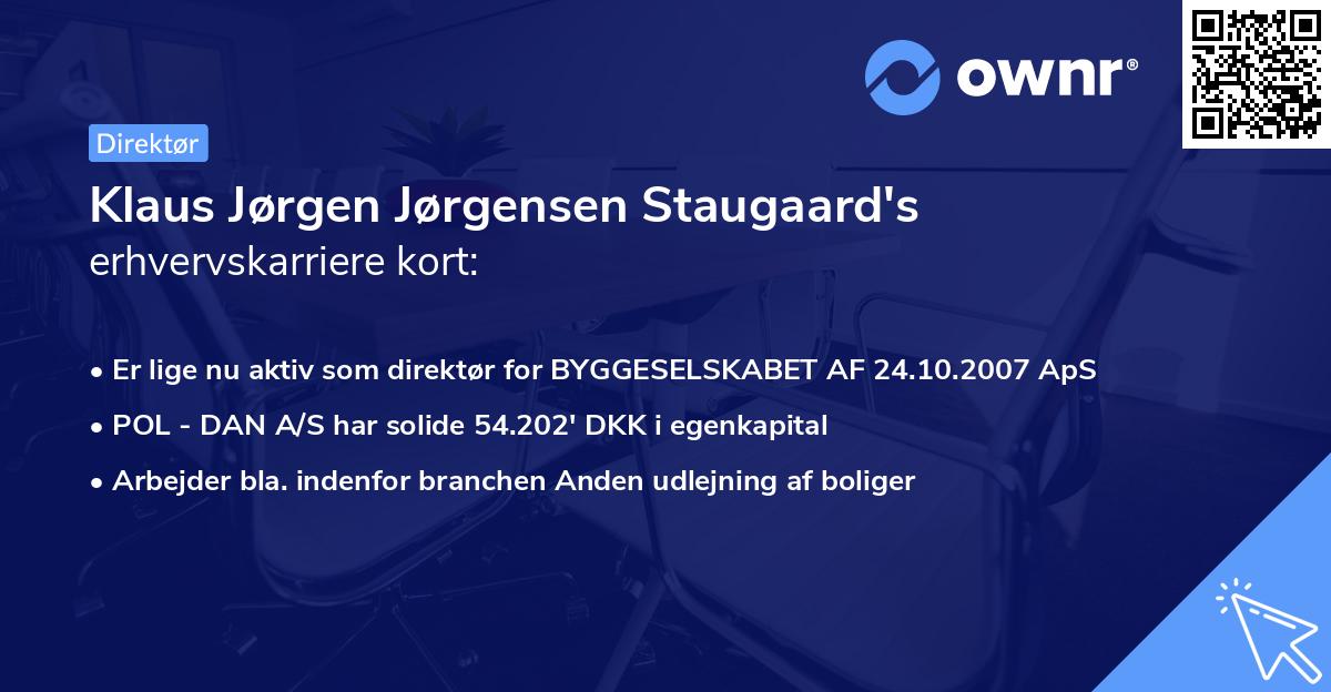 Klaus Jørgen Jørgensen Staugaard's erhvervskarriere kort