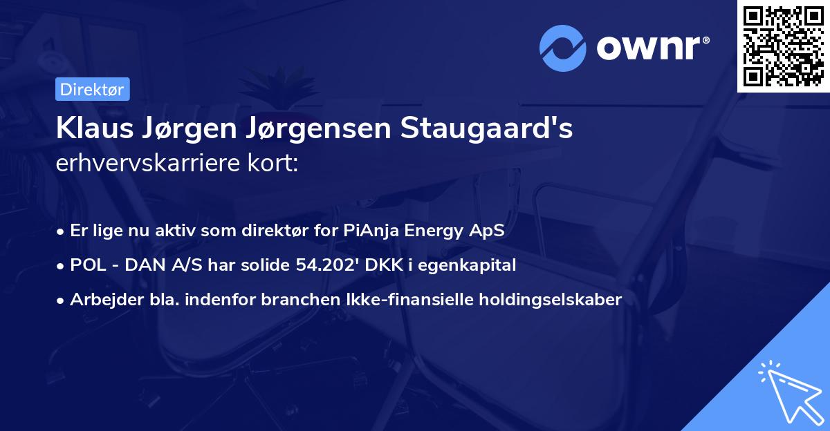 Klaus Jørgen Jørgensen Staugaard's erhvervskarriere kort