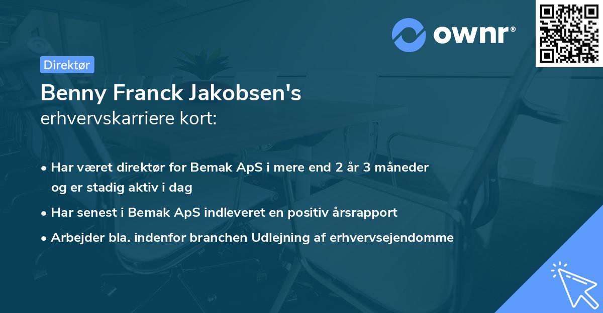Benny Franck Jakobsen's erhvervskarriere kort