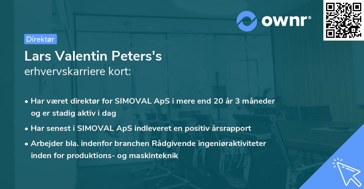 Lars Valentin Peters's erhvervskarriere kort