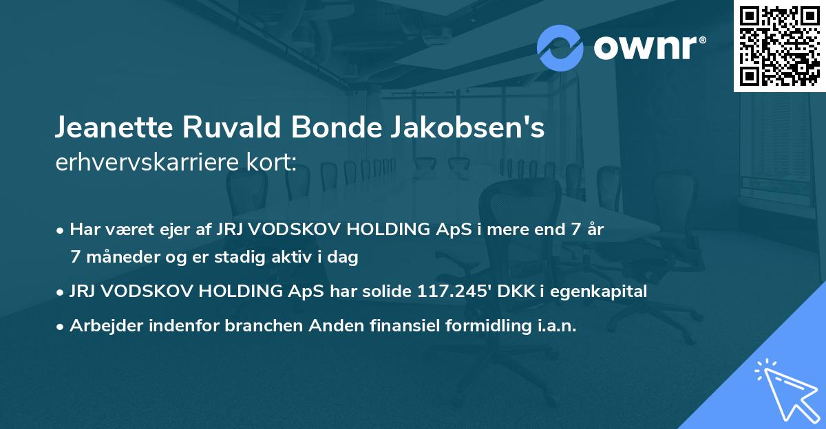 Jeanette Ruvald Bonde Jakobsen's erhvervskarriere kort