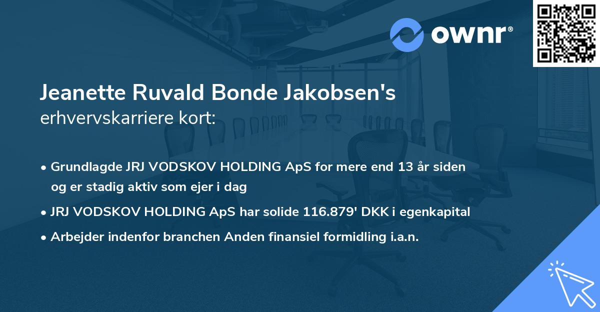Jeanette Ruvald Bonde Jakobsen's erhvervskarriere kort