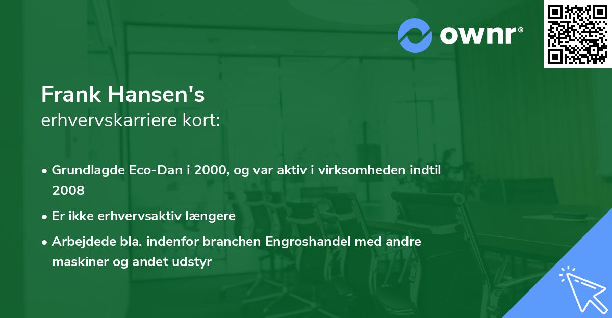 Frank Hansen's erhvervskarriere kort