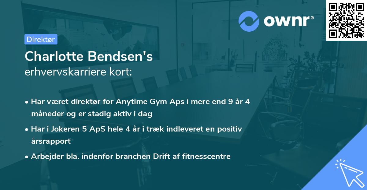 Charlotte Bendsen's erhvervskarriere kort