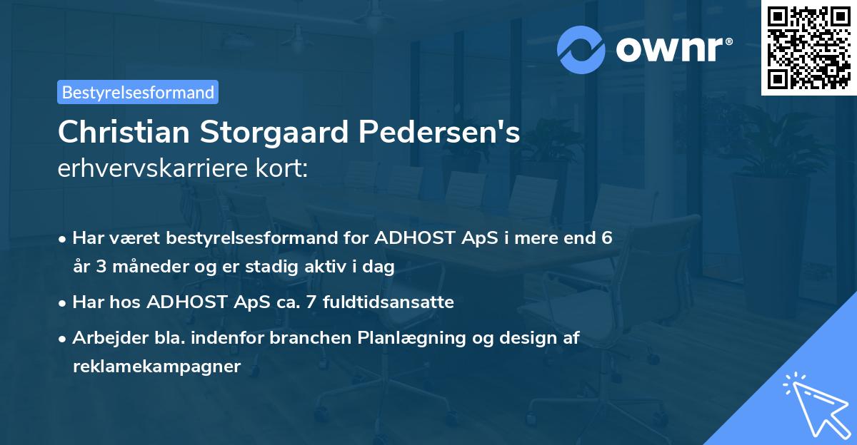 Christian Storgaard Pedersen's erhvervskarriere kort