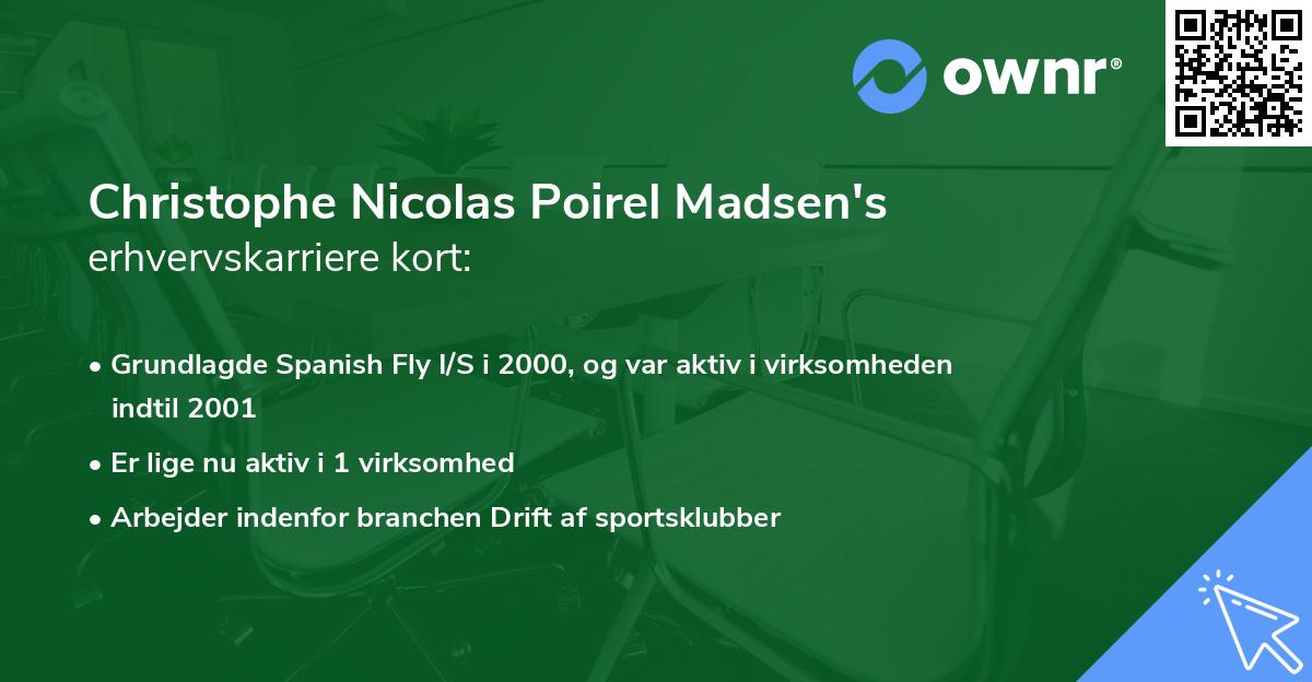 Christophe Nicolas Poirel Madsen's erhvervskarriere kort