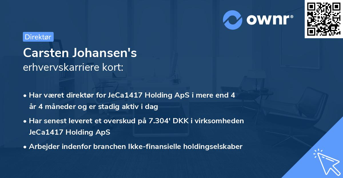 Carsten Johansen's erhvervskarriere kort