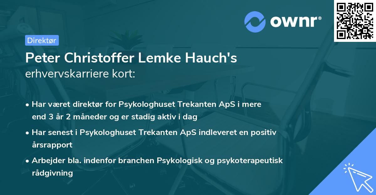 Peter Christoffer Lemke Hauch's erhvervskarriere kort