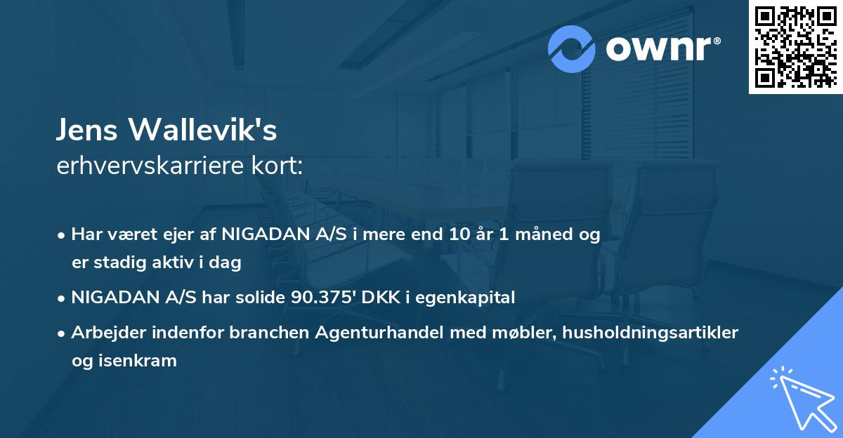 Jens Wallevik's erhvervskarriere kort