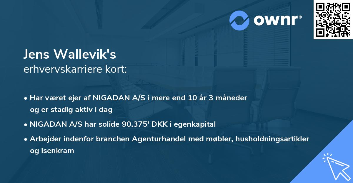 Jens Wallevik's erhvervskarriere kort