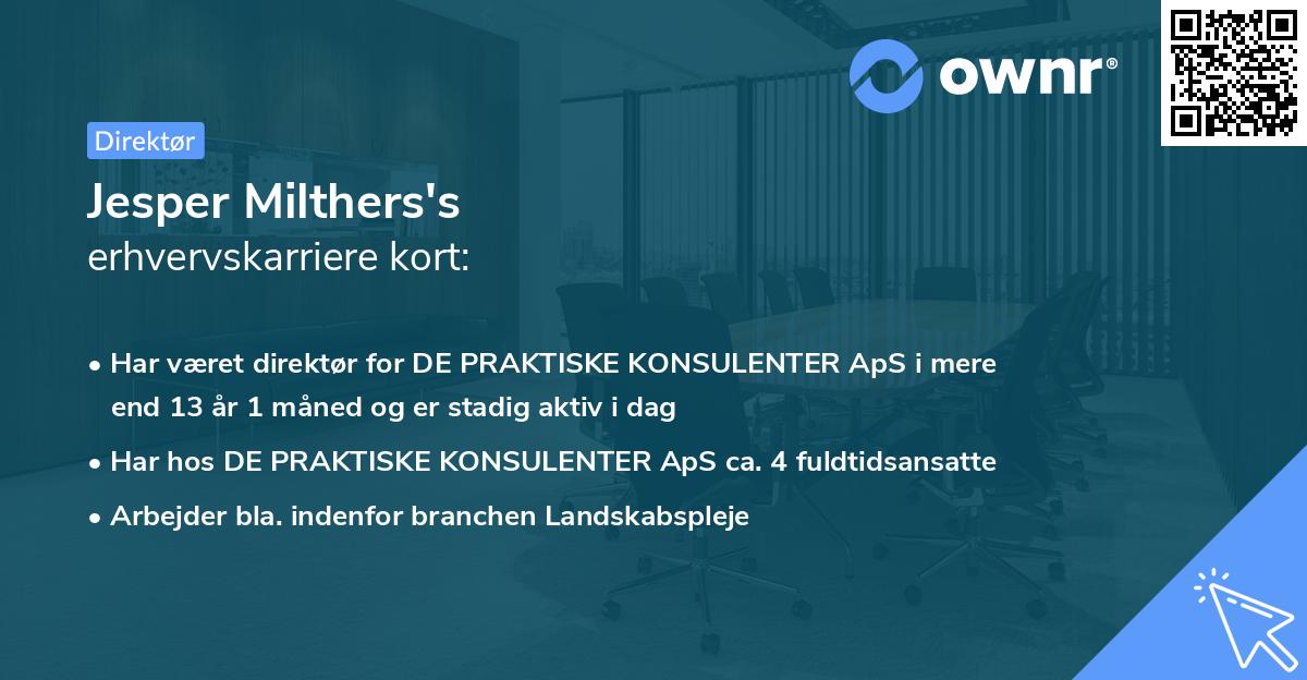 Jesper Milthers's erhvervskarriere kort