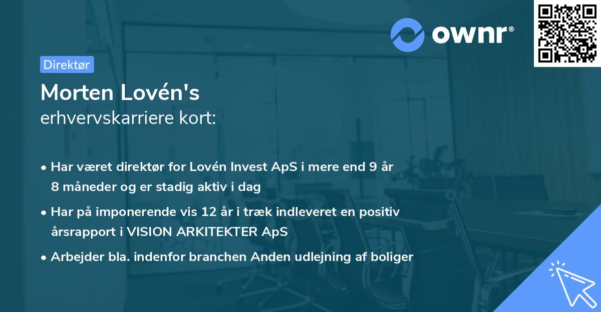 Morten Lovén's erhvervskarriere kort