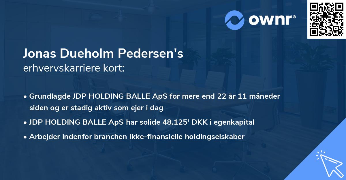 Jonas Dueholm Pedersen's erhvervskarriere kort