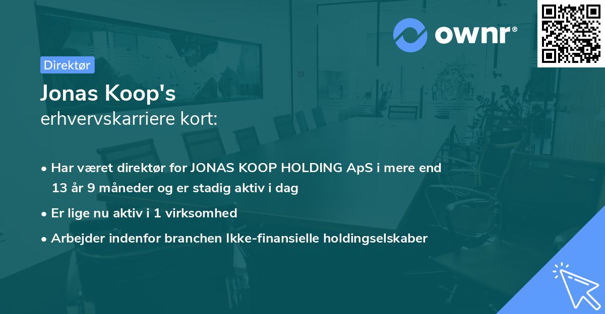 Jonas Koop's erhvervskarriere kort