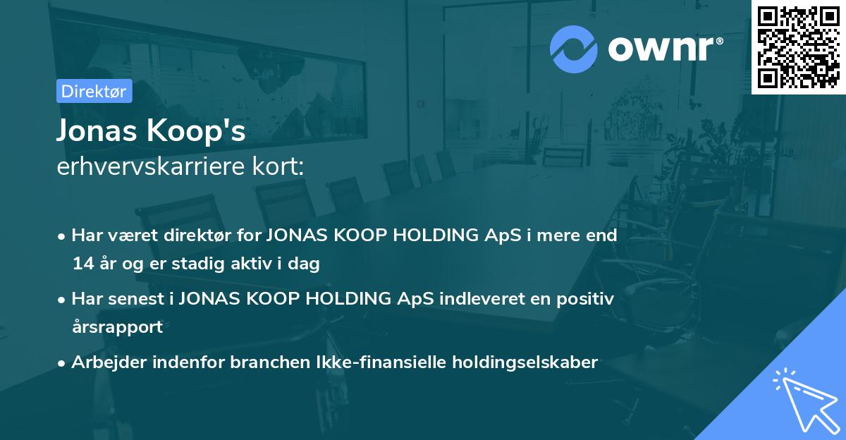 Jonas Koop's erhvervskarriere kort