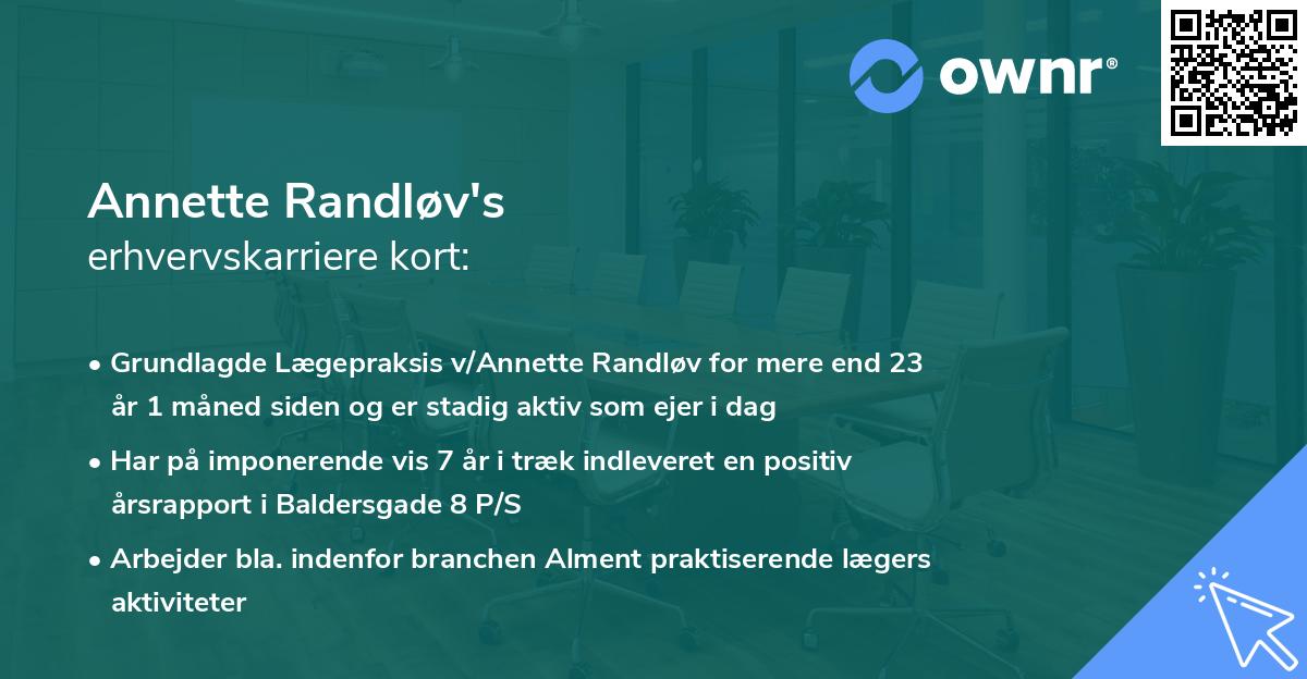 Annette Randløv's erhvervskarriere kort