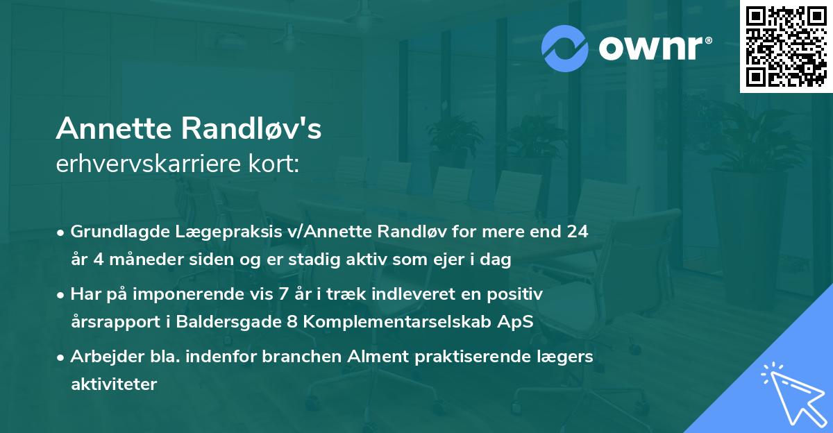Annette Randløv's erhvervskarriere kort