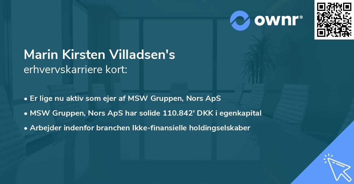 Marin Kirsten Villadsen's erhvervskarriere kort
