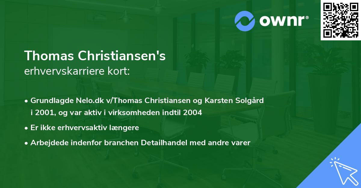 Thomas Christiansen's erhvervskarriere kort