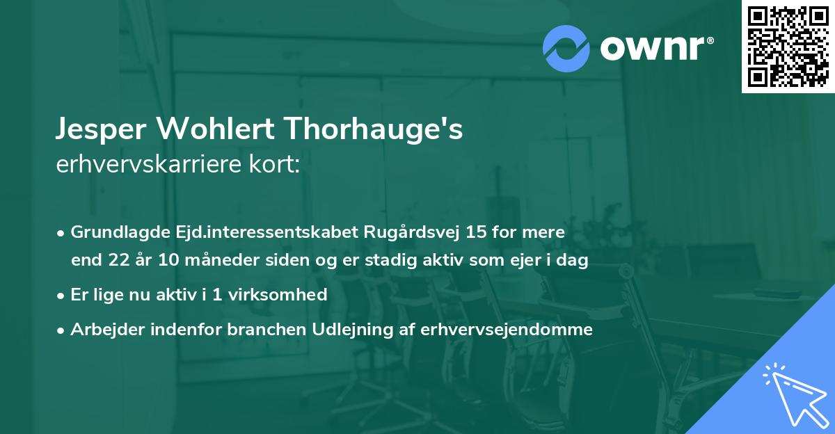 Jesper Wohlert Thorhauge's erhvervskarriere kort