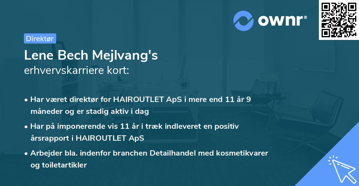 Lene Bech Mejlvang's erhvervskarriere kort