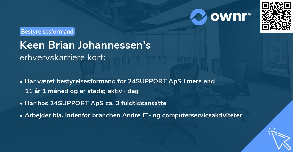 Keen Brian Johannessen's erhvervskarriere kort