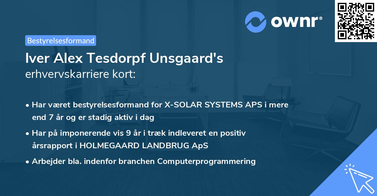 Iver Alex Tesdorpf Unsgaard's erhvervskarriere kort