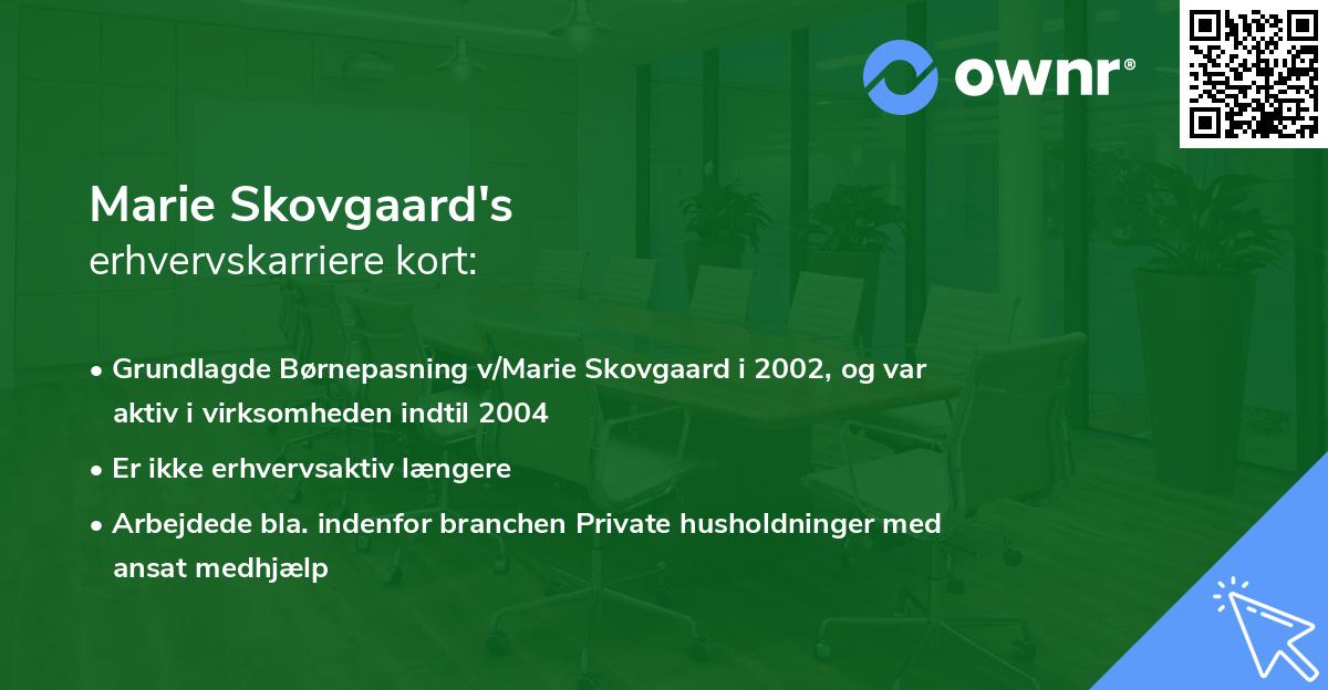 Marie Skovgaard's erhvervskarriere kort