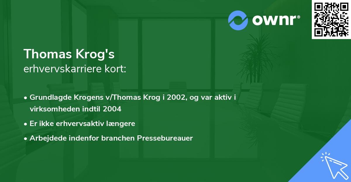 Thomas Krog's erhvervskarriere kort
