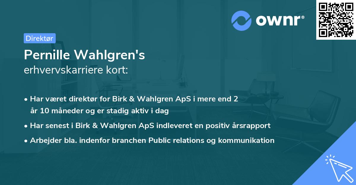 Pernille Wahlgren's erhvervskarriere kort