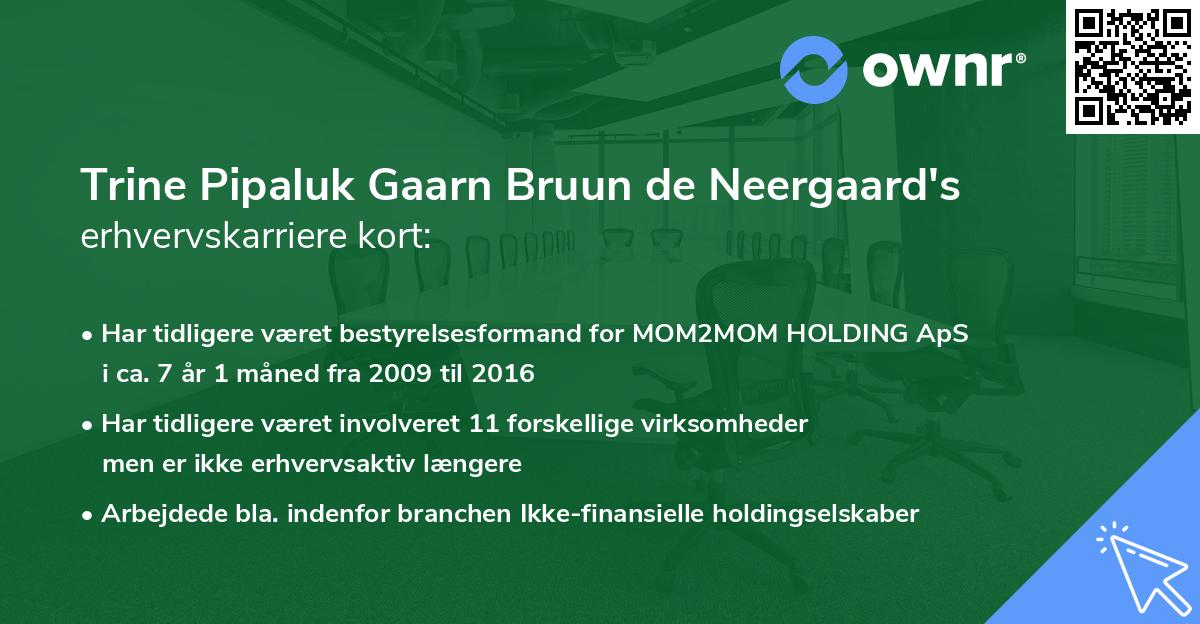 Trine Pipaluk Gaarn Bruun de Neergaard's erhvervskarriere kort