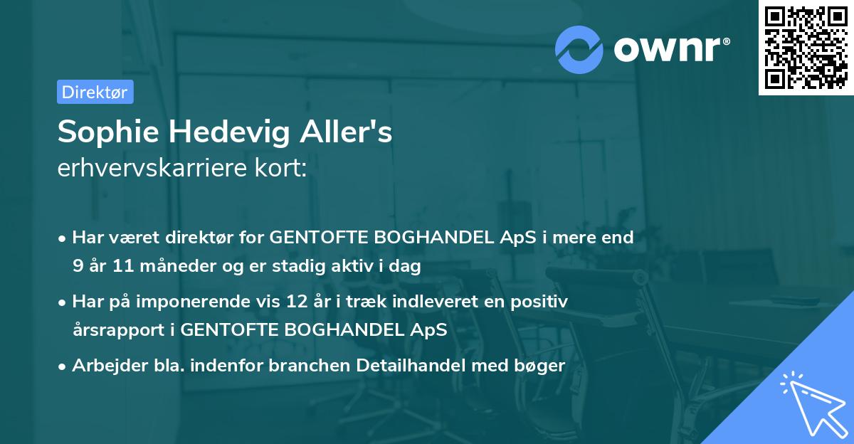 Sophie Hedevig Aller's erhvervskarriere kort