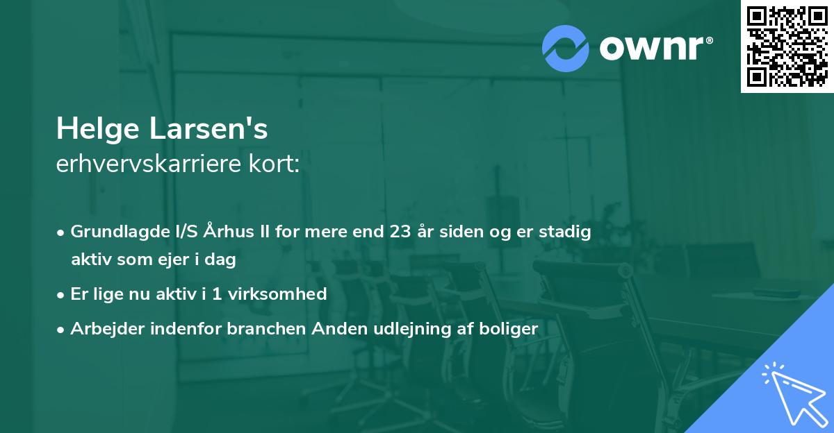 Helge Larsen's erhvervskarriere kort