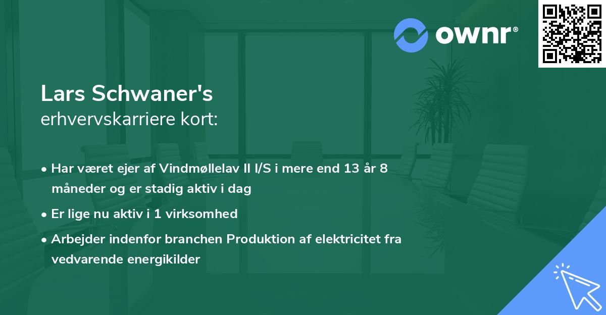 Lars Schwaner's erhvervskarriere kort