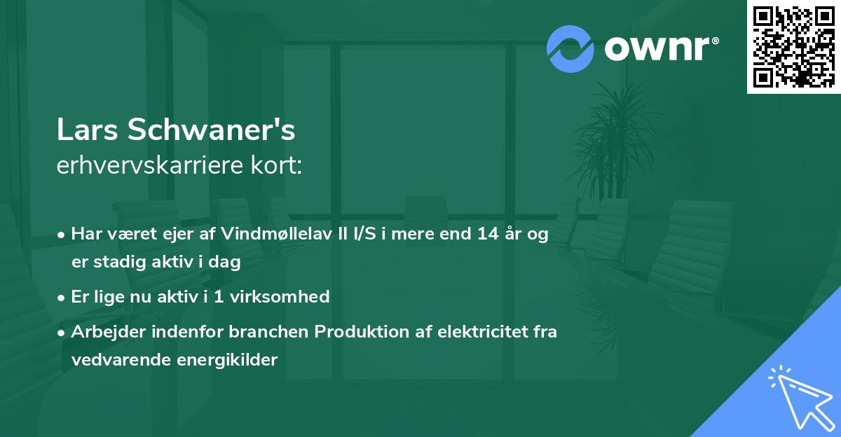 Lars Schwaner's erhvervskarriere kort